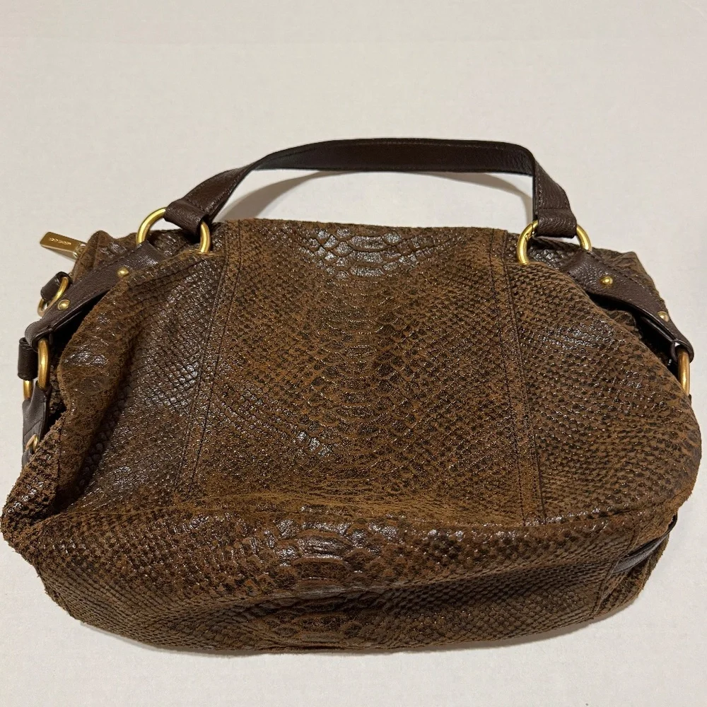 Michael Kors Brown Python Embossed Leather Satchel